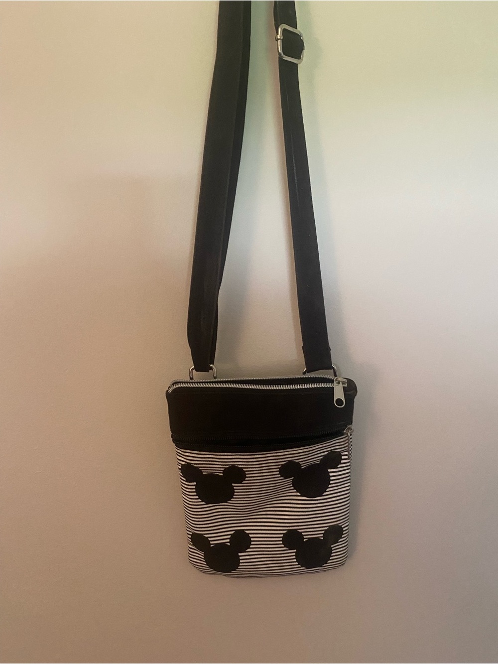 Disney Black and White Mickey Head Crossbody Bag